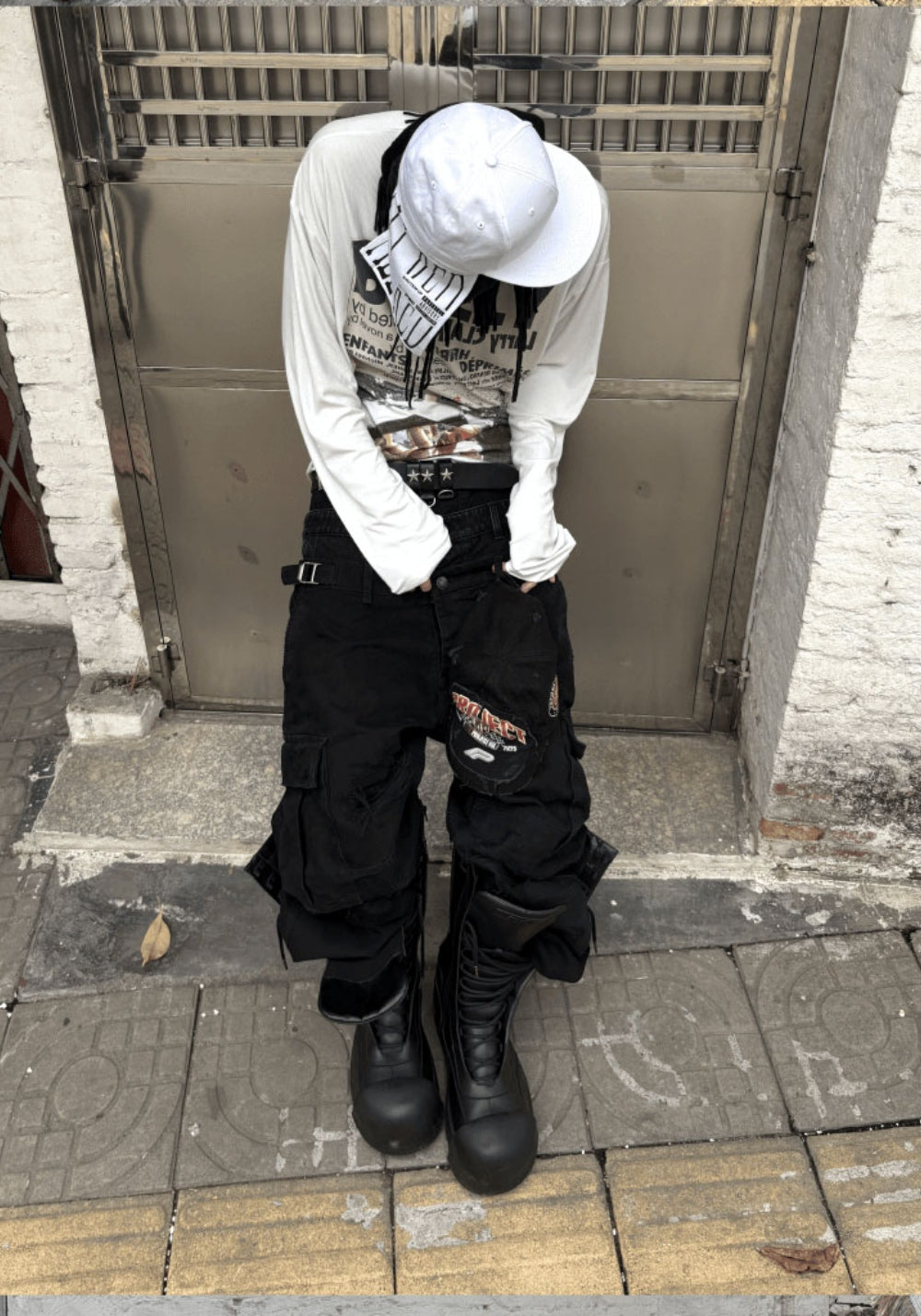 GOJOYJINNI丨Triple Waistband Distressed Cargo Jeans - PSYLOS 1, GOJOYJINNI丨Triple Waistband Distressed Cargo Jeans, Pants, GOJOYJINNI, PSYLOS 1