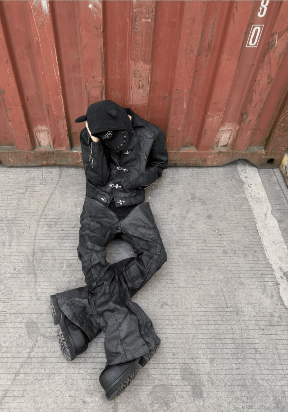 GOJOYJINNI丨Dark Metal Plane Buckle Waxed Jacket - PSYLOS 1, GOJOYJINNI丨Dark Metal Plane Buckle Waxed Jacket, Jacket, GOJOYJINNI, PSYLOS 1