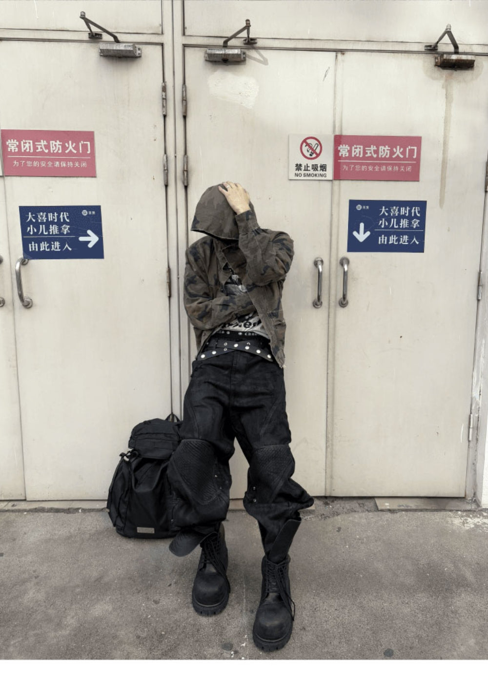 GOJOYJINNI丨Armor Patch Distressed Biker Jeans - PSYLOS 1, GOJOYJINNI丨Armor Patch Distressed Biker Jeans, Pants, GOJOYJINNI, PSYLOS 1