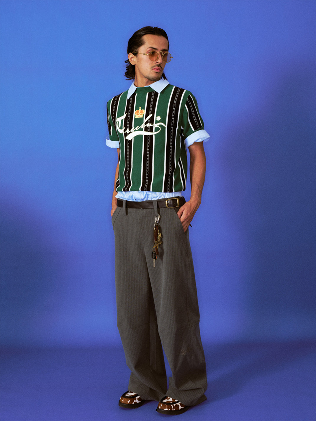 TREclub | Green Striped Knit Short Sleeve Sweater - PSYLOS 1, TREclub | Green Striped Knit Short Sleeve Sweater, Sweater, TREclub•JAPAN, PSYLOS 1