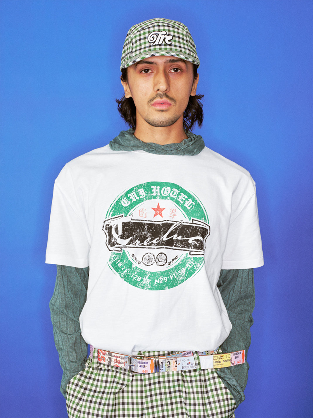 TREclub | Green Plaid Embroidered Five-Panel Cap - PSYLOS 1, TREclub | Green Plaid Embroidered Five-Panel Cap, cap, TREclub•JAPAN, PSYLOS 1