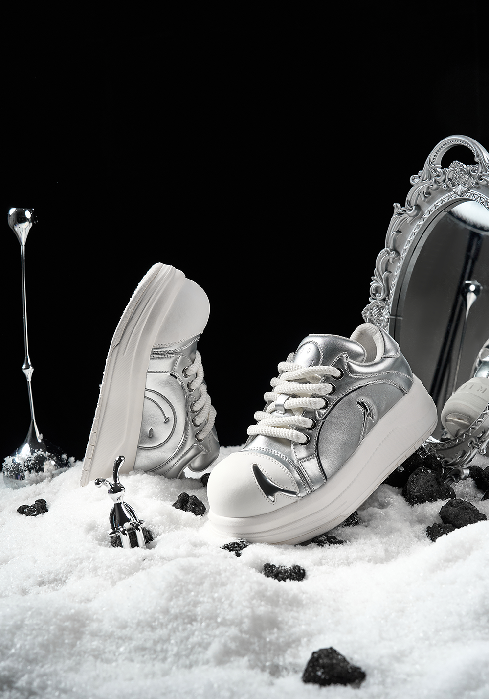 SMILEY丨Big Head Shoes Series-Silver - PSYLOS 1, SMILEY丨Big Head Shoes Series-Silver, Chunky Sneakers, SMILEY•JAPAN, PSYLOS 1