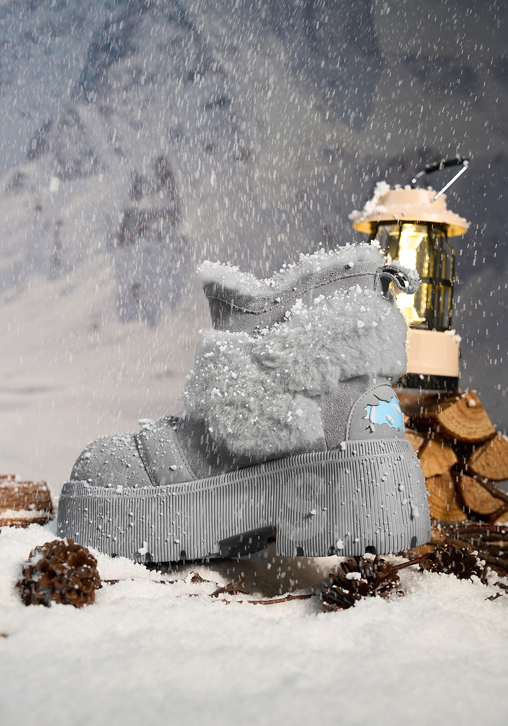 SMILEY丨Short Snow Boots-Gray - PSYLOS 1, SMILEY丨Short Snow Boots-Gray, Boots, SMILEY•JAPAN, PSYLOS 1