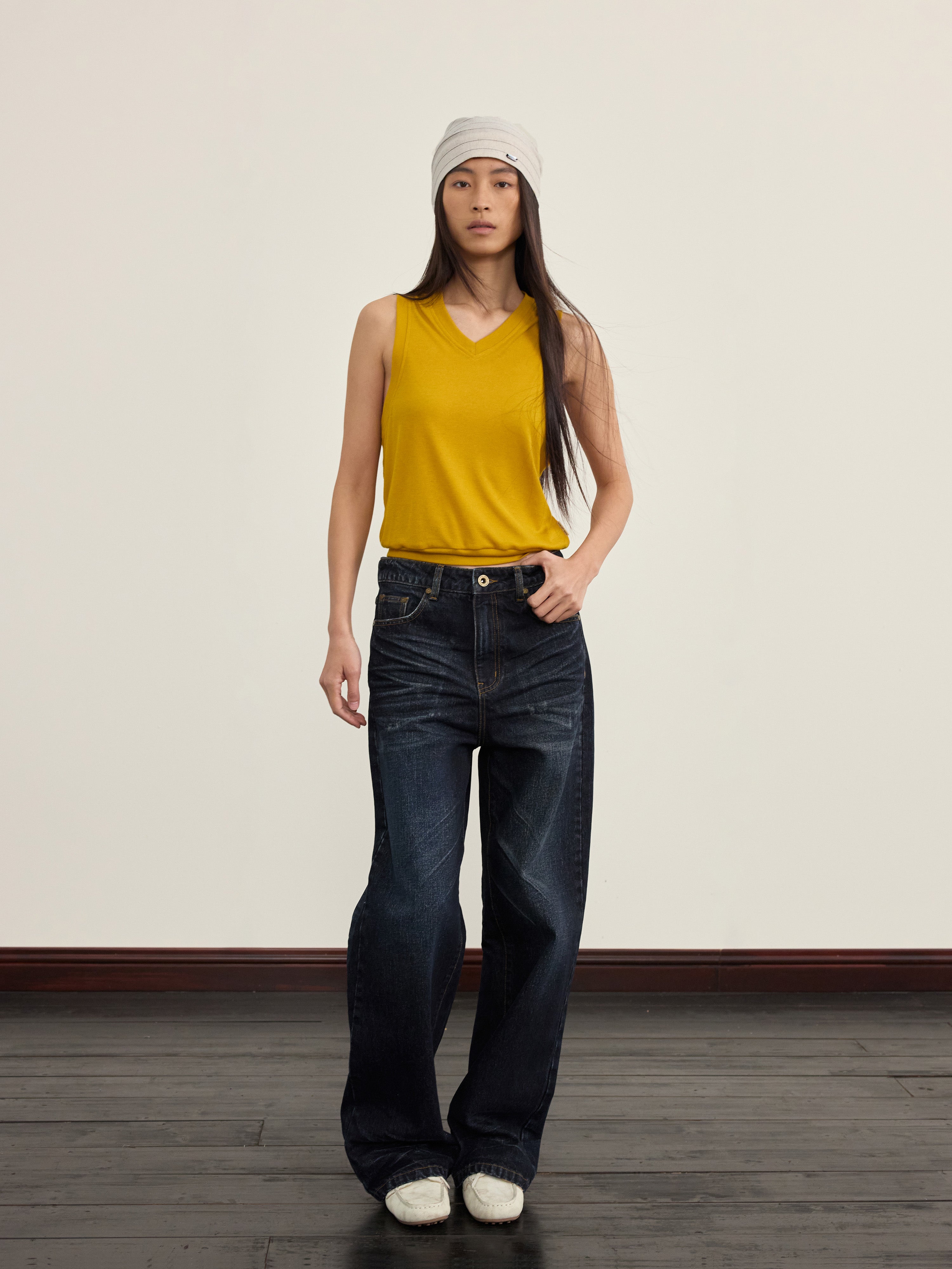 NyDkyel丨V-Neck Layering Knit Vest-Yellow - PSYLOS 1, NyDkyel丨V-Neck Layering Knit Vest-Yellow, Sweater, NyDkyel, PSYLOS 1