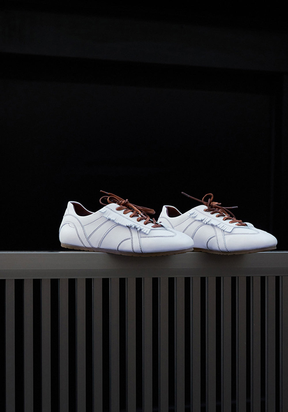 Le' Murmure | Baby Calfskin Thin-Sole Retro Sneakers-White - PSYLOS 1, Le' Murmure | Baby Calfskin Thin-Sole Retro Sneakers-White, Retro Trainers, Le' Murmure, PSYLOS 1