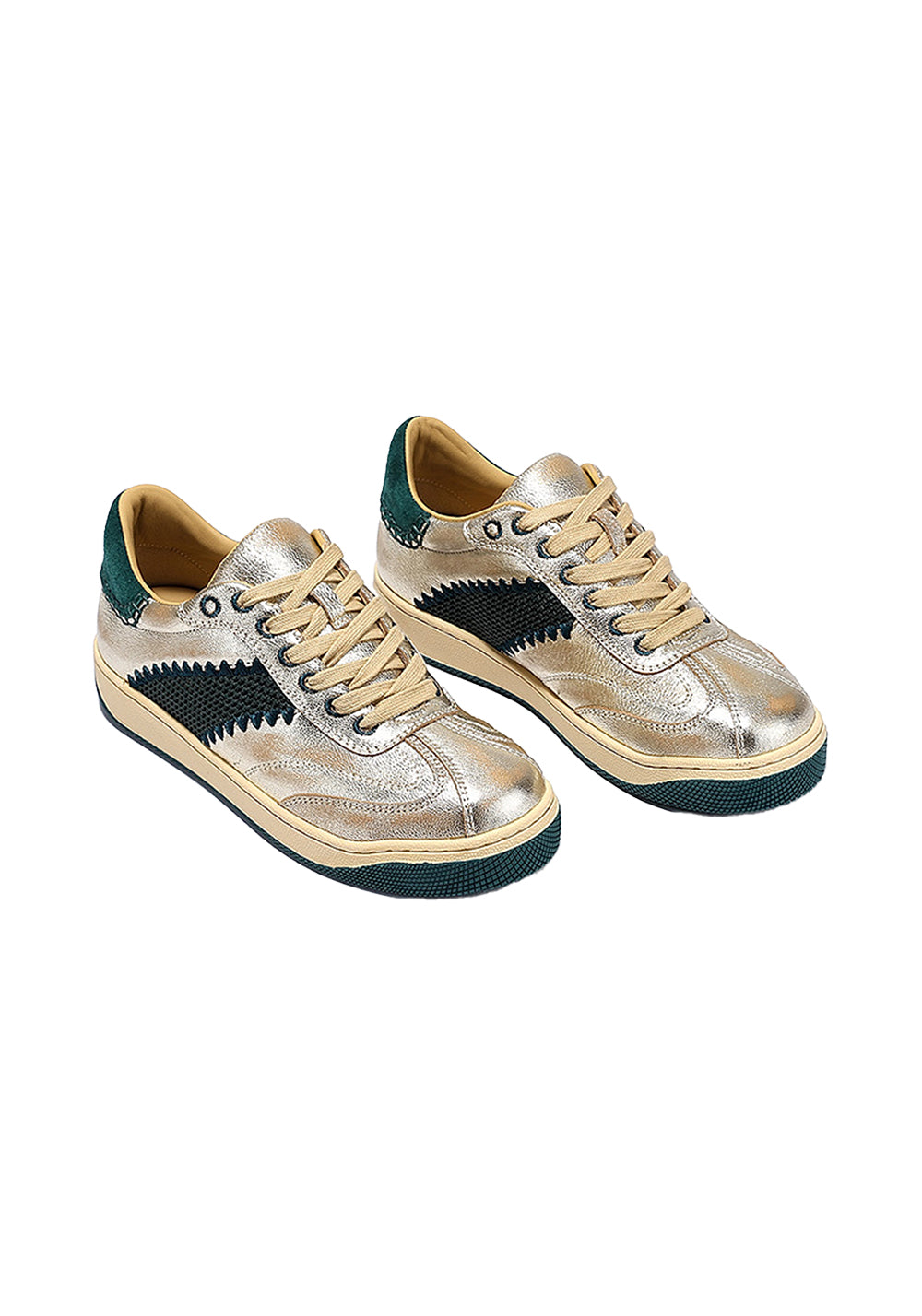 BellaLily丨Gold Accent Low-Top Training Shoes-Green&Silver - PSYLOS 1, BellaLily丨Gold Accent Low-Top Training Shoes-Green&Silver, Retro Trainers, BellaLily•JAPAN, PSYLOS 1