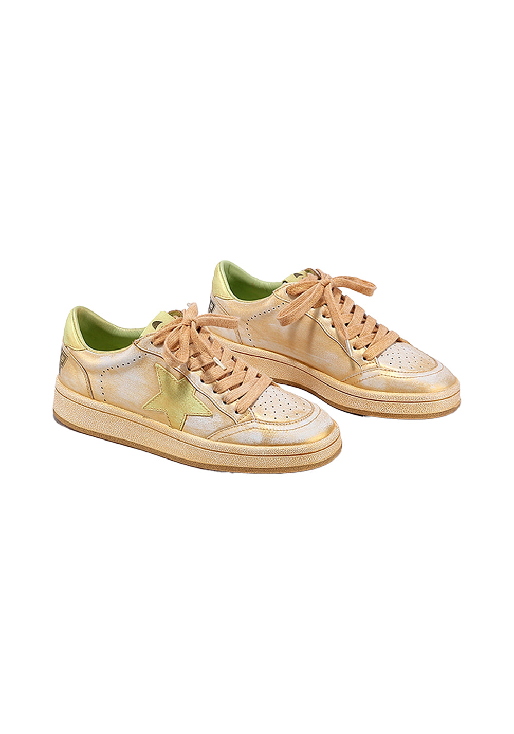 BellaLily丨Distressed Star-Embellished Dirty Sneakers-Yellow - PSYLOS 1, BellaLily丨Distressed Star-Embellished Dirty Sneakers-Yellow, Skate Shoes, BellaLily•JAPAN, PSYLOS 1