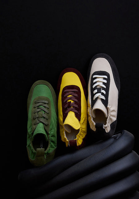 Le' Murmure | English Ivy Green Lambskin Vintage Sneakers - PSYLOS 1, Le' Murmure | English Ivy Green Lambskin Vintage Sneakers, Retro Trainers, Le' Murmure, PSYLOS 1