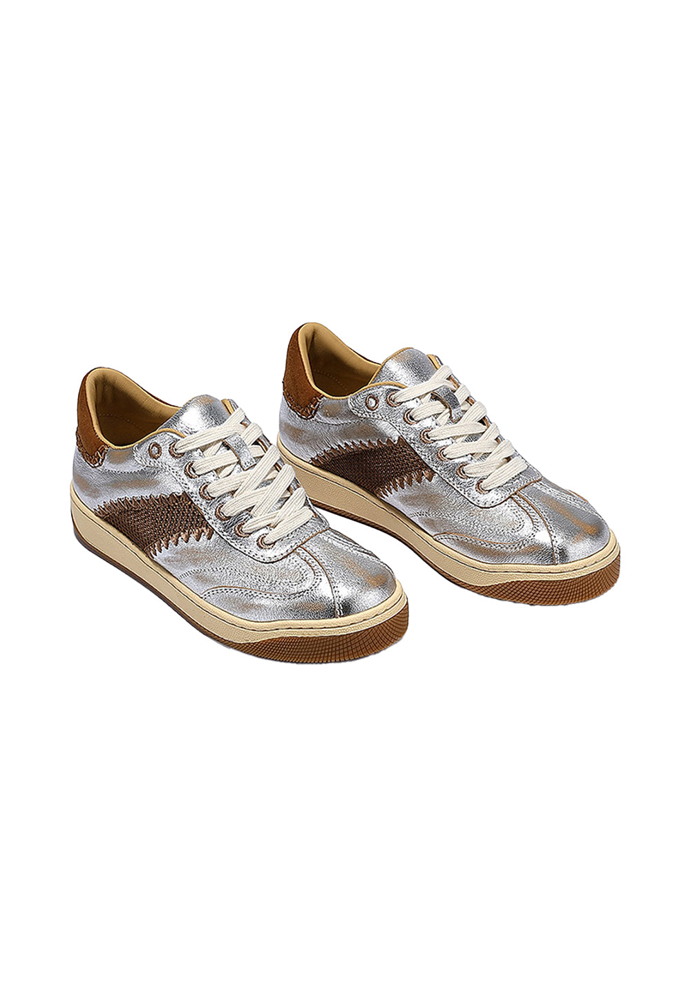 BellaLily | Gold Accent Low-Top Training Shoes-Silver&Brown - PSYLOS 1, BellaLily | Gold Accent Low-Top Training Shoes-Silver&Brown, Retro Trainers, BellaLily•JAPAN, PSYLOS 1