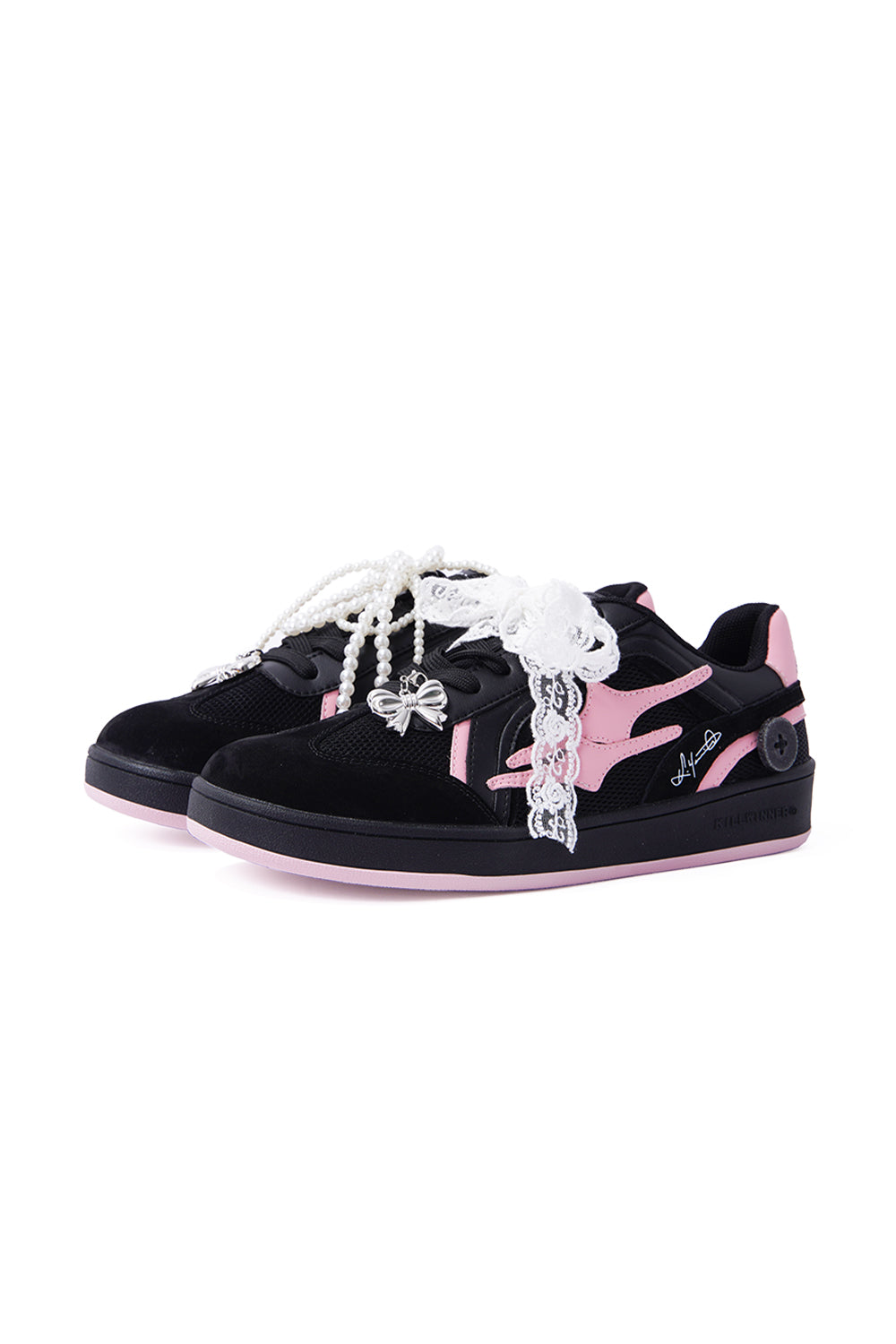 Retro Training Sneaker-Black Pink Bow