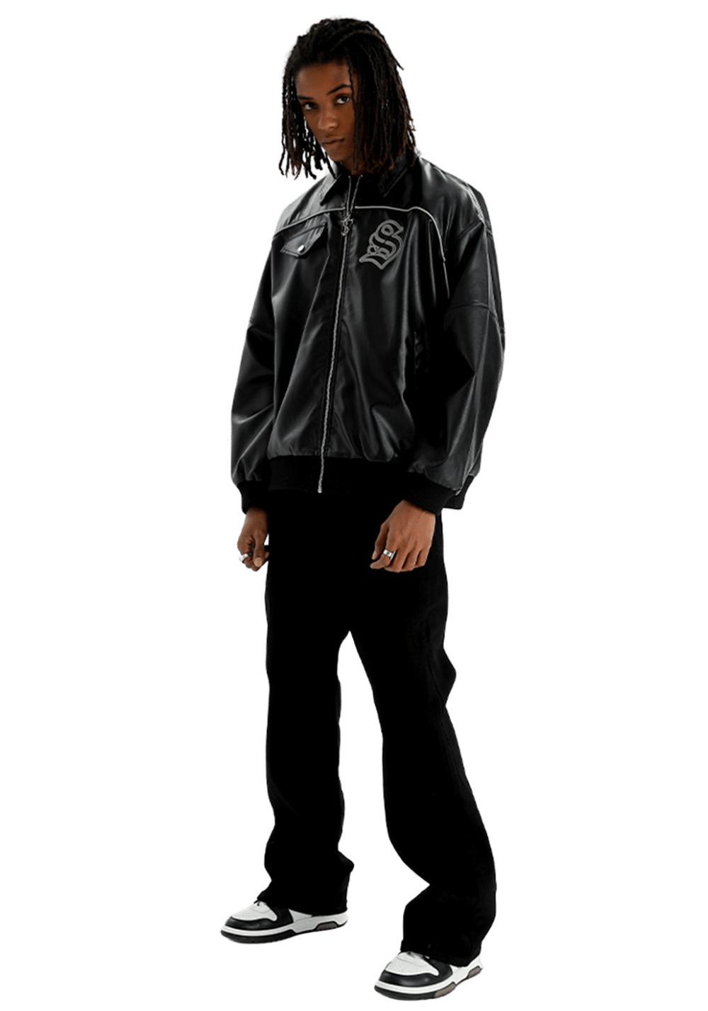 NESA Embroidered Faux Leather Jacket - PSYLOS 1, NESA Embroidered Faux Leather Jacket, Jacket, Small Town Kid, PSYLOS 1