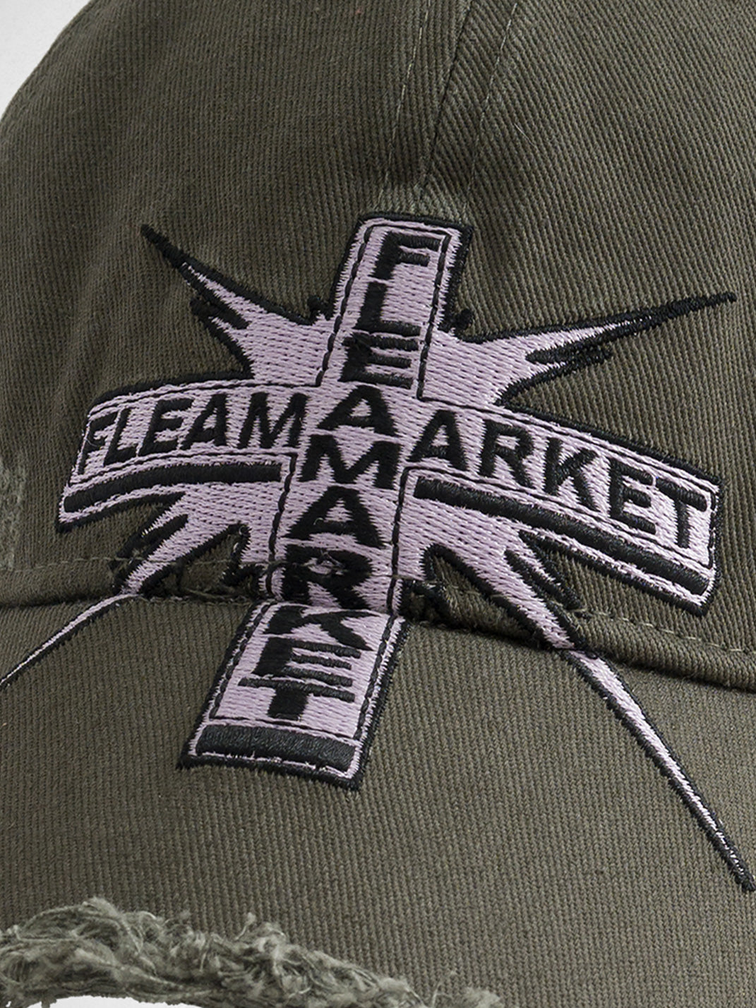 FLEAMARKET | Cross Patch Ripped Curve Brim Cap - PSYLOS 1, FLEAMARKET | Cross Patch Ripped Curve Brim Cap, Hats, FLEAMARKET, PSYLOS 1