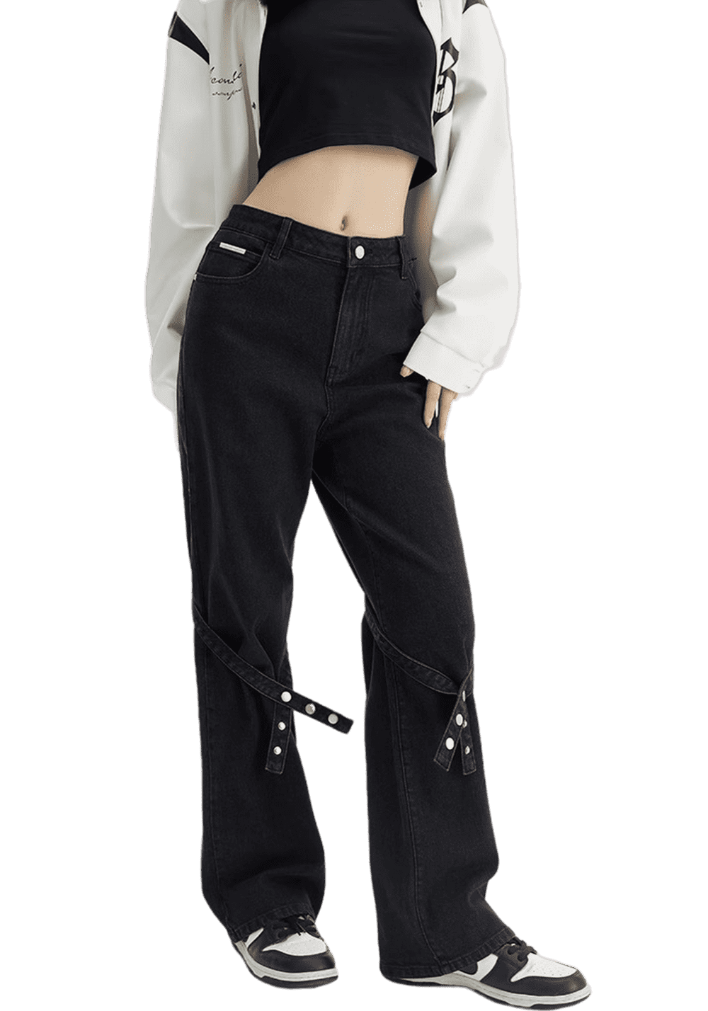 Straight High Street Lace Up Jeans - PSYLOS 1, Straight High Street Lace Up Jeans, Pants, iconslab, PSYLOS 1