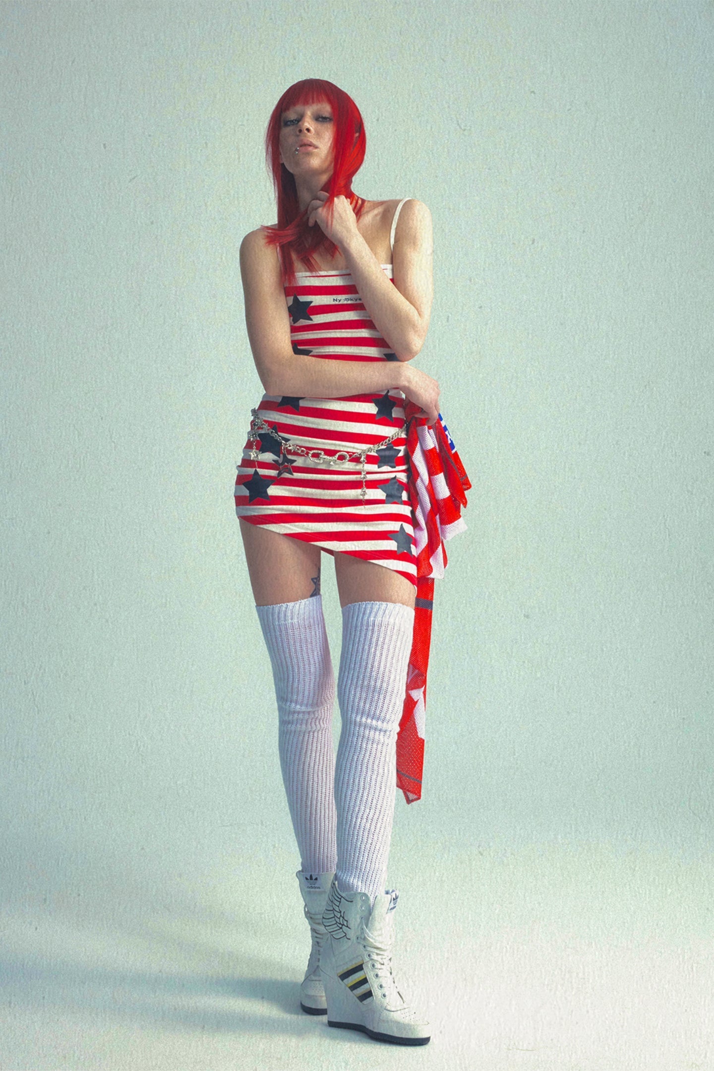 Retro Star Stripe Asym Dress - PSYLOS 1, Retro Star Stripe Asym Dress, Tank Top, NyDkyel, PSYLOS 1