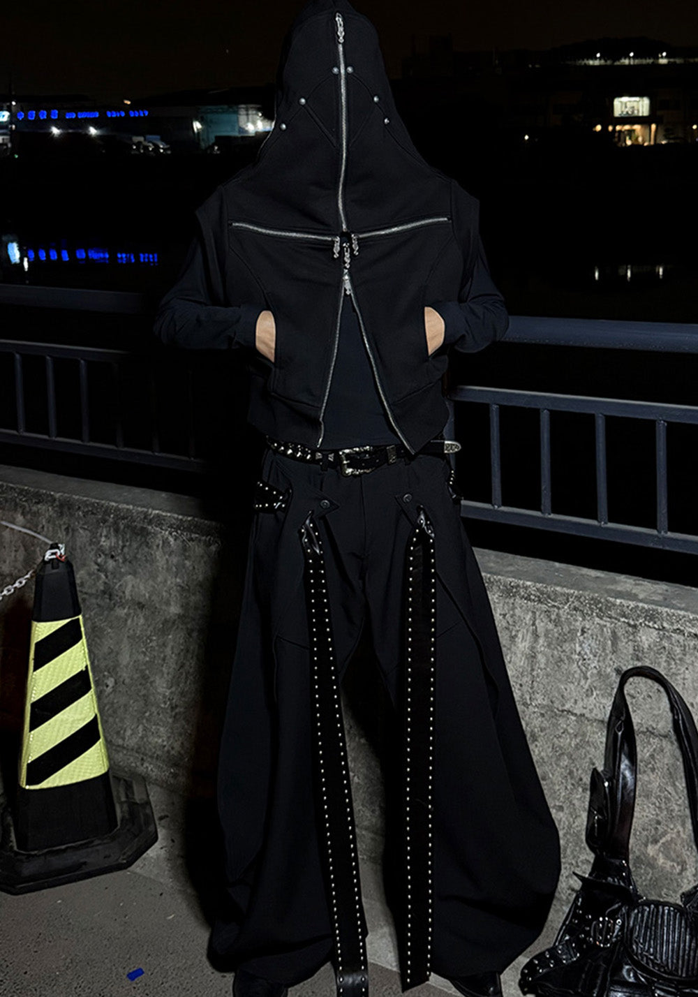 ATA NOTHINGNESS Crisscross Zip-Up Hooded Vest-Black - PSYLOS 1, ATA NOTHINGNESS Crisscross Zip-Up Hooded Vest-Black, Vest, ATA NOTHINGESS, PSYLOS 1