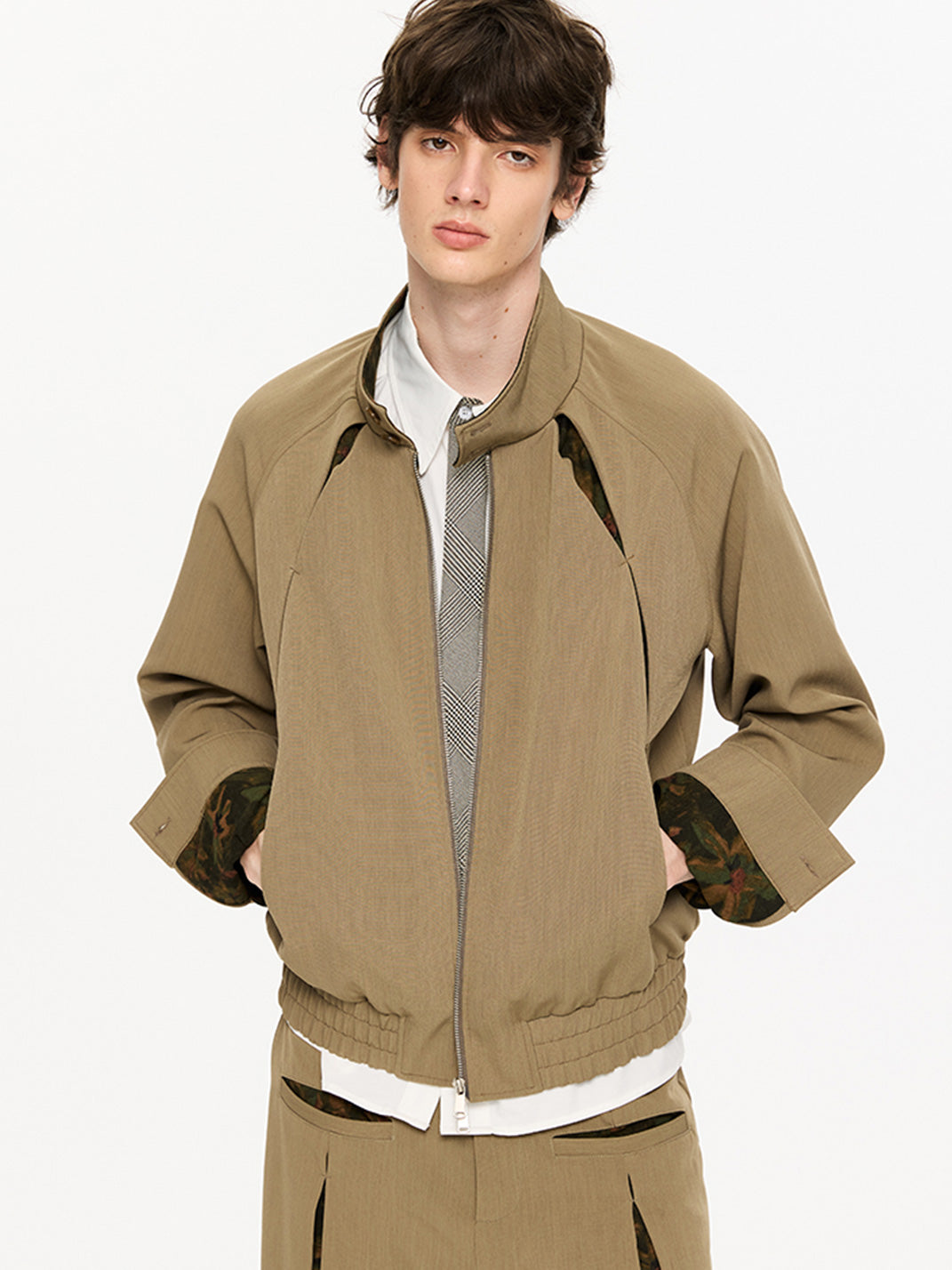 KREATE | Slash Opening Floral Lining Harrington Jacket - PSYLOS 1, KREATE | Slash Opening Floral Lining Harrington Jacket, Tops, KREATE, PSYLOS 1