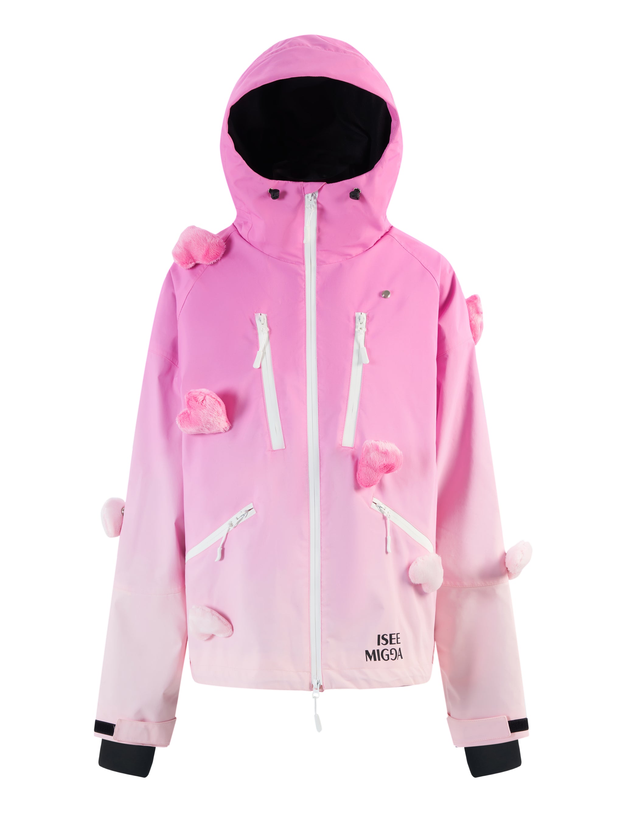 Pink Gradient Luminous Heart Ski Suit