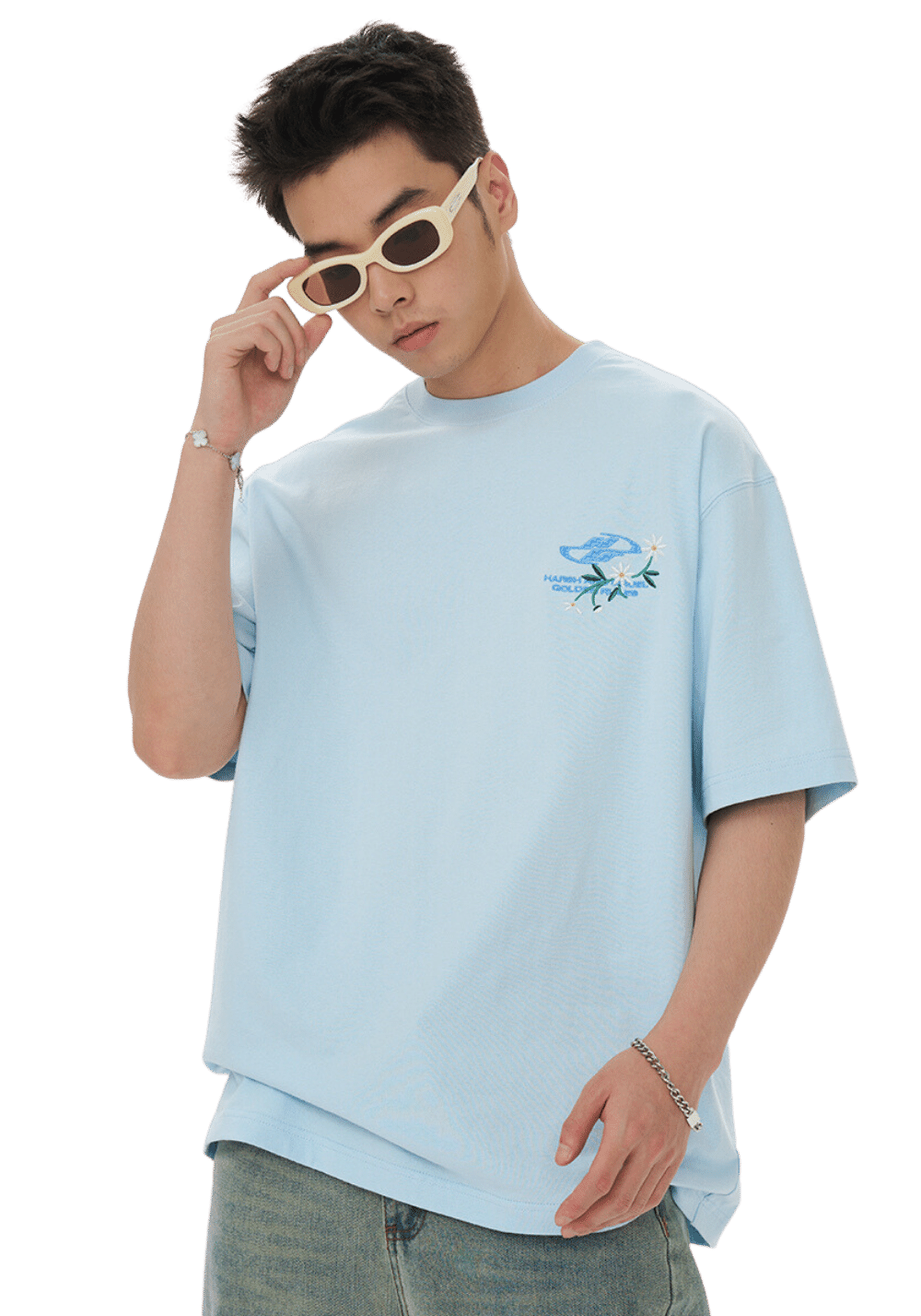 Daisy Embroidered T-Shirt - PSYLOS 1, Daisy Embroidered T-Shirt, T-Shirt, HARSH AND CRUEL, PSYLOS 1