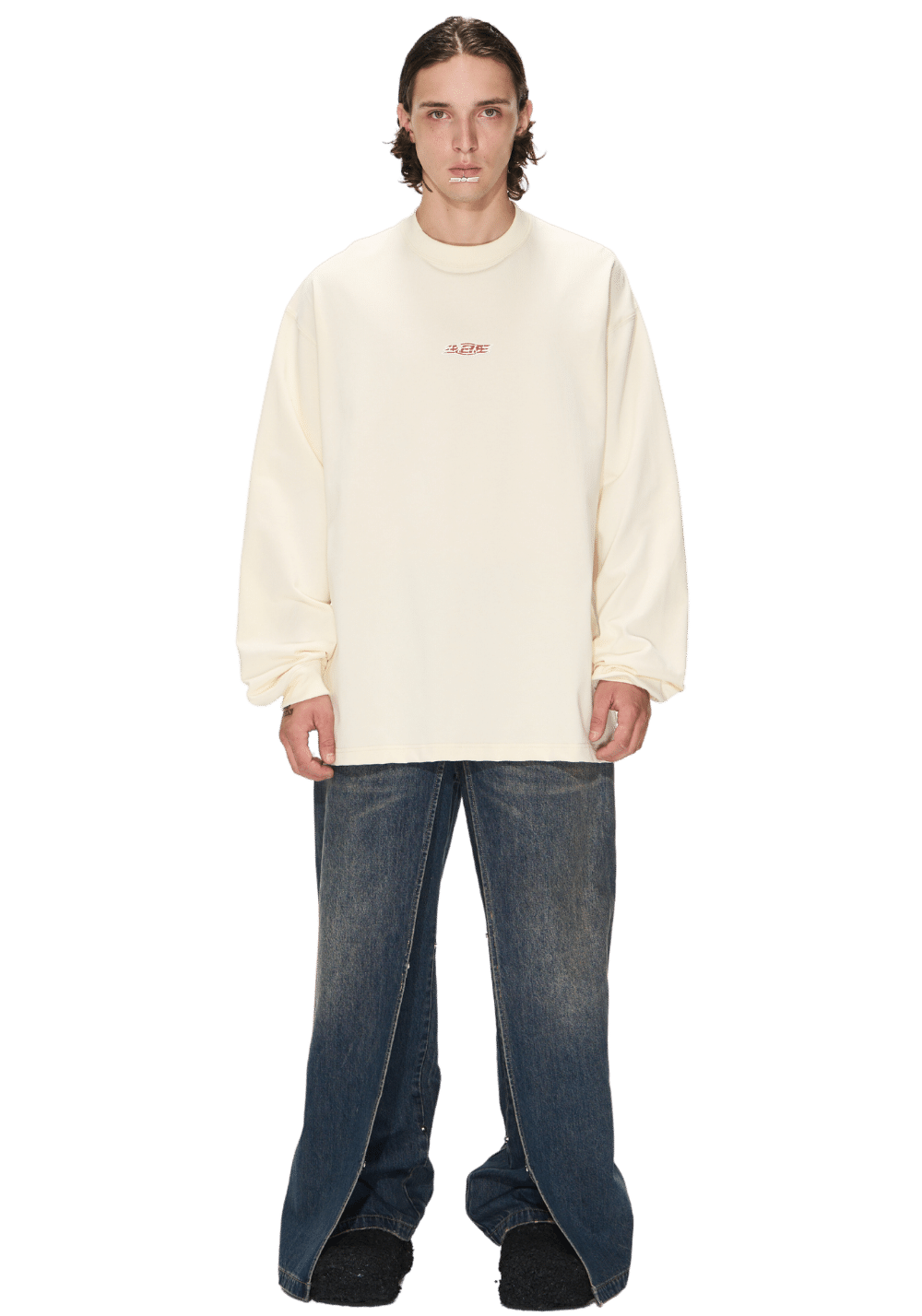 Distressed Badge Print Sweatshirt - PSYLOS 1, Distressed Badge Print Sweatshirt, Sweatshirts, BLIND NO PLAN, PSYLOS 1