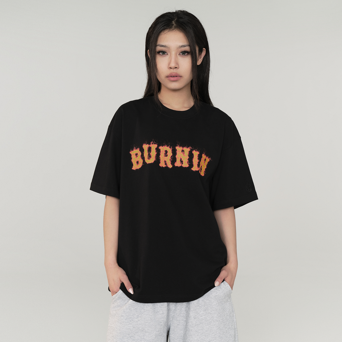 BURNIN*Spark Flame Lava Letter Print Short Sleeve T-shirt - PSYLOS 1, BURNIN*Spark Flame Lava Letter Print Short Sleeve T-shirt, T-Shirt, Burnin, PSYLOS 1
