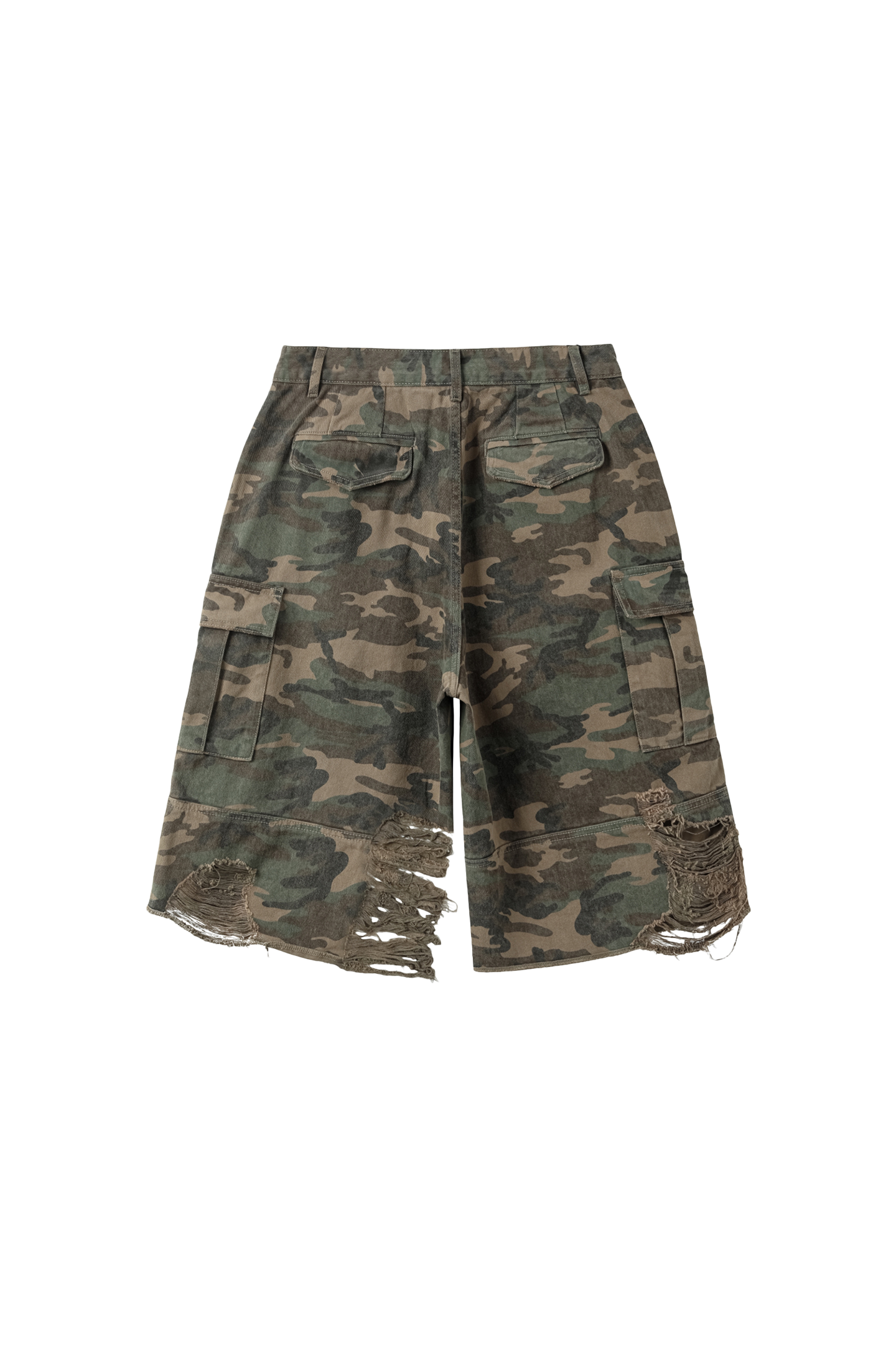 Washed Camouflage Distressed Cropped Pants