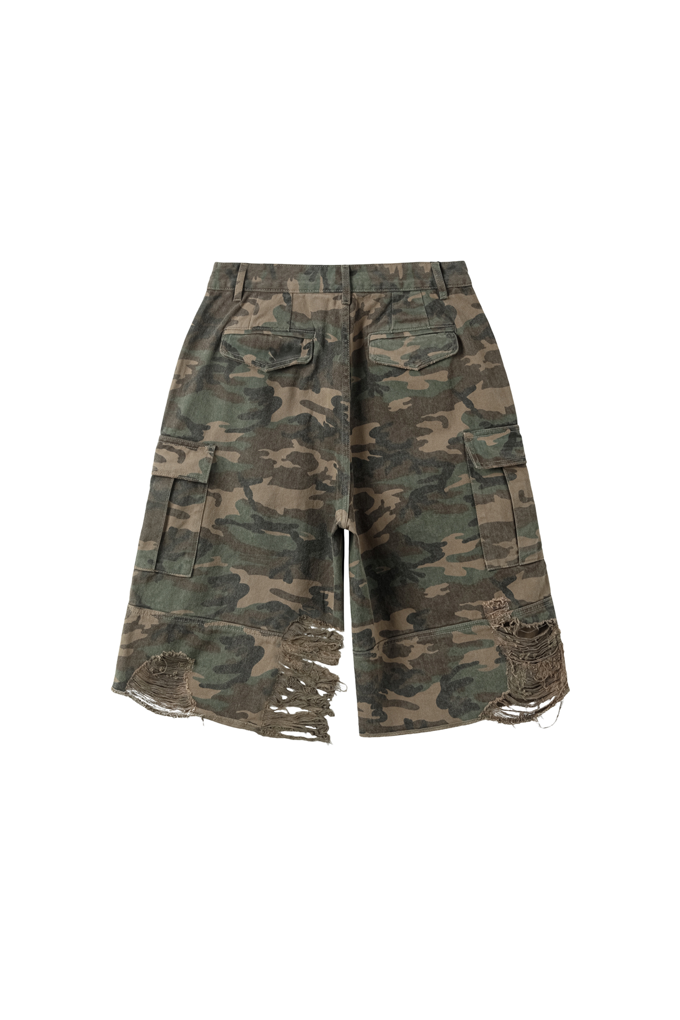 Washed Camouflage Distressed Cropped Pants