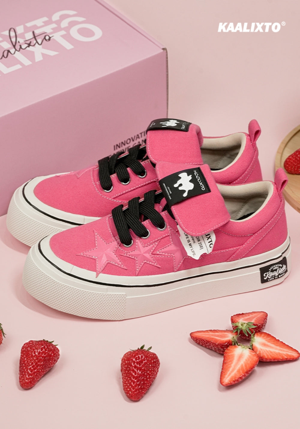 KAALIXTO丨Cheese Raspberry Pink Canvas Star Shoes - PSYLOS 1, KAALIXTO丨Cheese Raspberry Pink Canvas Star Shoes, Canvas Sneakers, KAALIXTO•JAPAN, PSYLOS 1