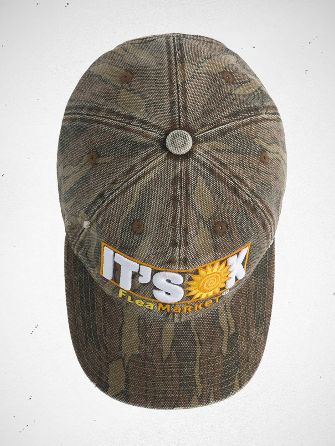 FLEAMARKET | "IT'S OK" Wood Grain Curve Brim Cap - PSYLOS 1, FLEAMARKET | "IT'S OK" Wood Grain Curve Brim Cap, Hats, FLEAMARKET, PSYLOS 1