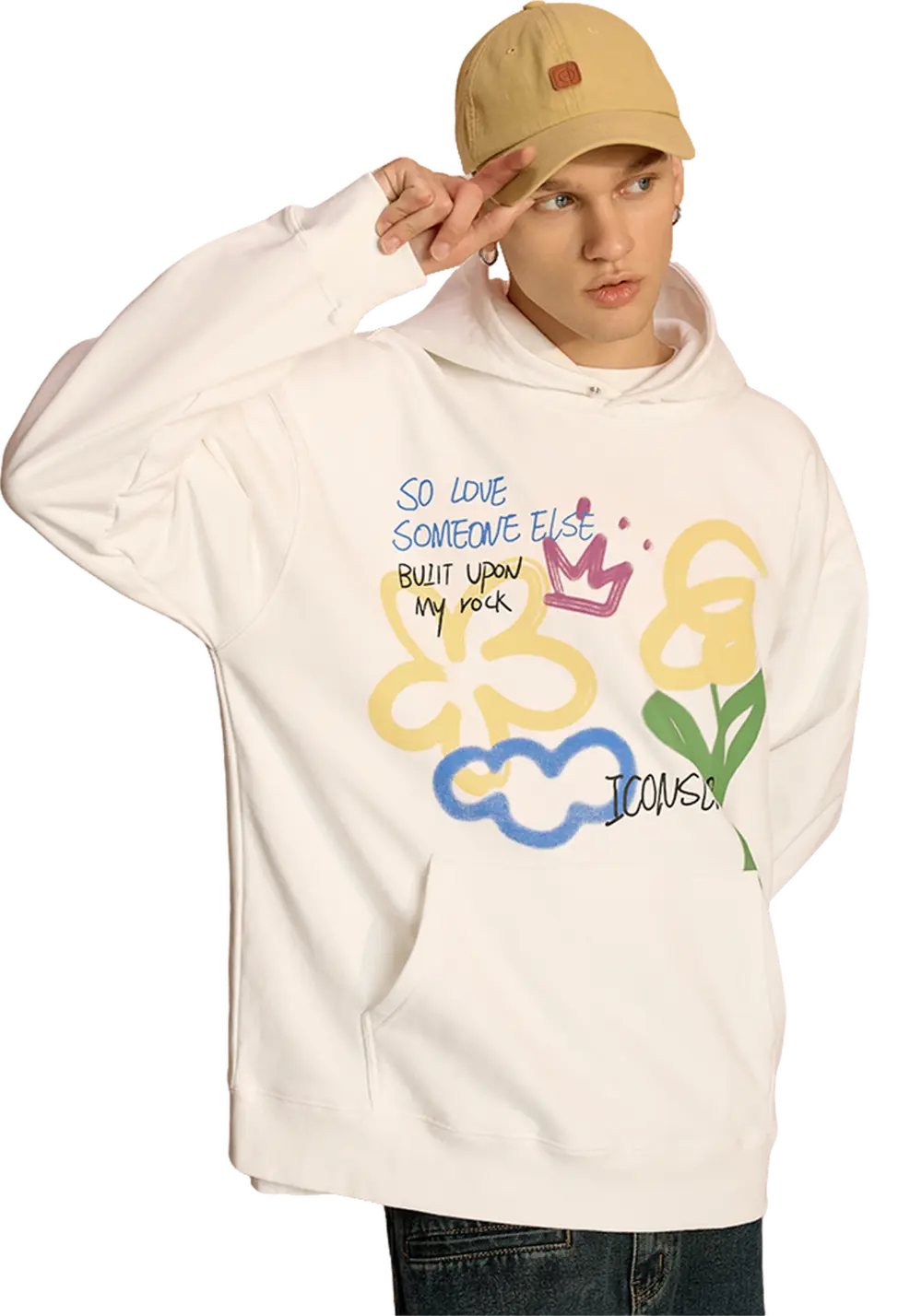 Hand Painted Colorful Floral Hoodie - PSYLOS 1, Hand Painted Colorful Floral Hoodie, Hoodie, iconslab, PSYLOS 1