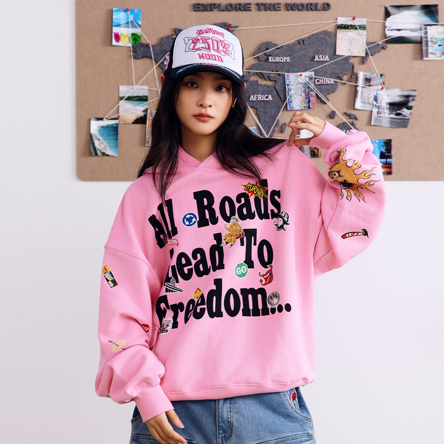 BURNIN* Realistic Sticker Slogan Hoodie - PSYLOS 1, BURNIN* Realistic Sticker Slogan Hoodie, Hoodie, Burnin, PSYLOS 1