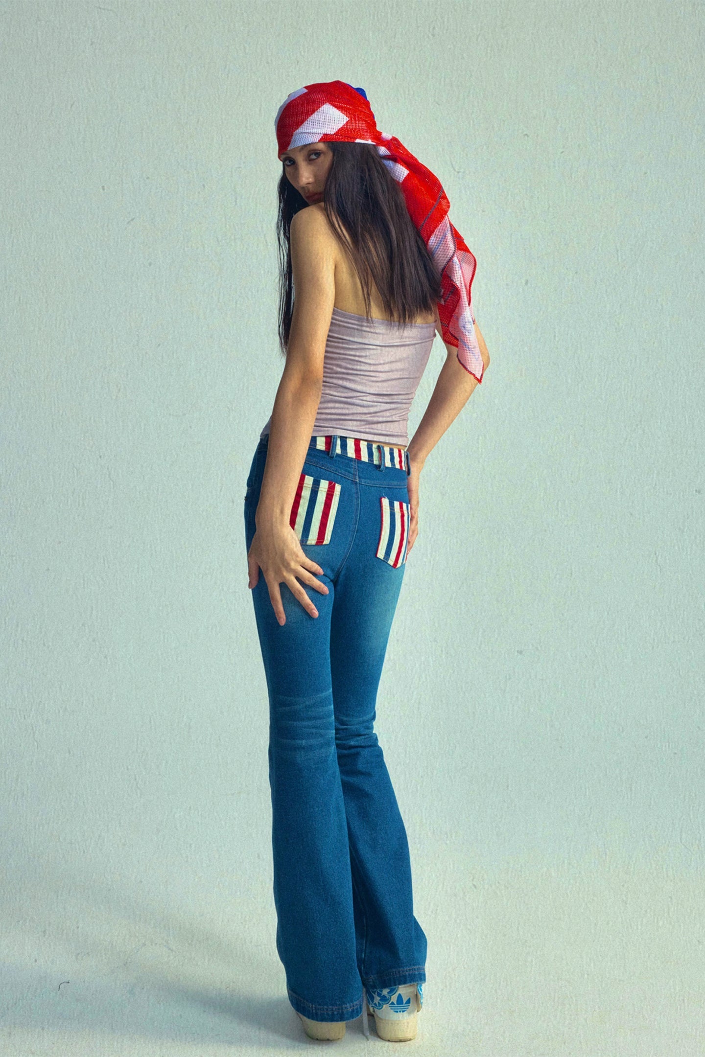 Oversized Flag Mesh Convertible Bandeau Scarf - PSYLOS 1, Oversized Flag Mesh Convertible Bandeau Scarf, Scarf, NyDkyel, PSYLOS 1