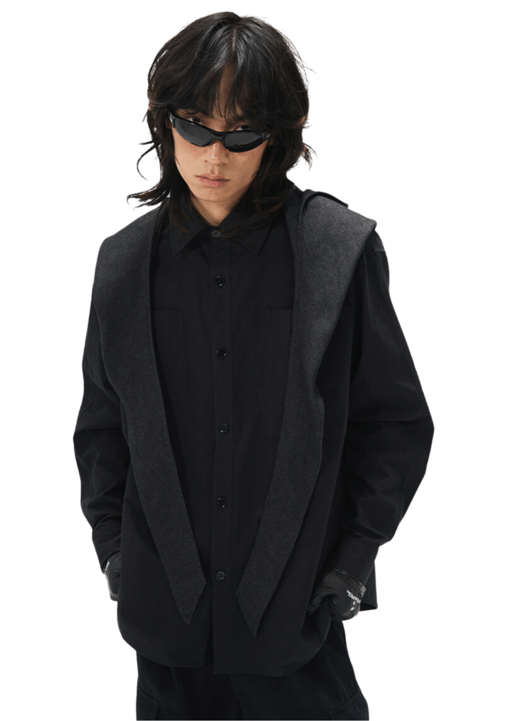 Boxy Collar Hooded Work Shirt - PSYLOS 1, Boxy Collar Hooded Work Shirt, Shirt, RELABEL, PSYLOS 1