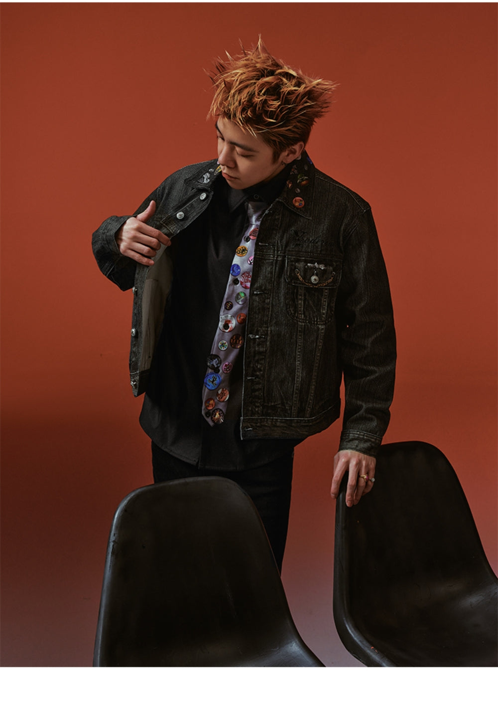 YADcrew丨YADcrew Badge-Print Denim Jacket - PSYLOS 1, YADcrew丨YADcrew Badge-Print Denim Jacket, Jacket, YADcrew, PSYLOS 1