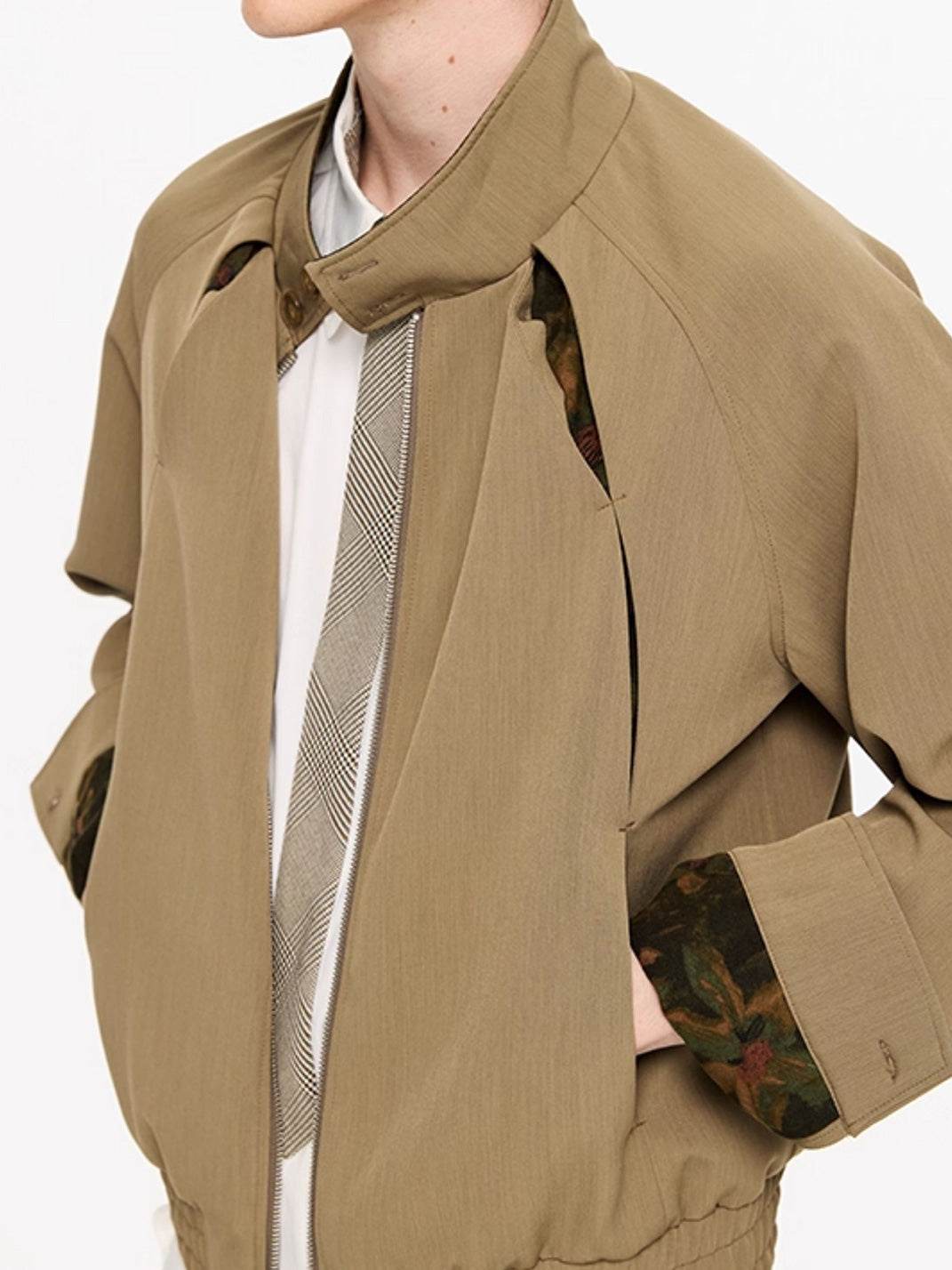 KREATE | Slash Opening Floral Lining Harrington Jacket - PSYLOS 1, KREATE | Slash Opening Floral Lining Harrington Jacket, Tops, KREATE, PSYLOS 1