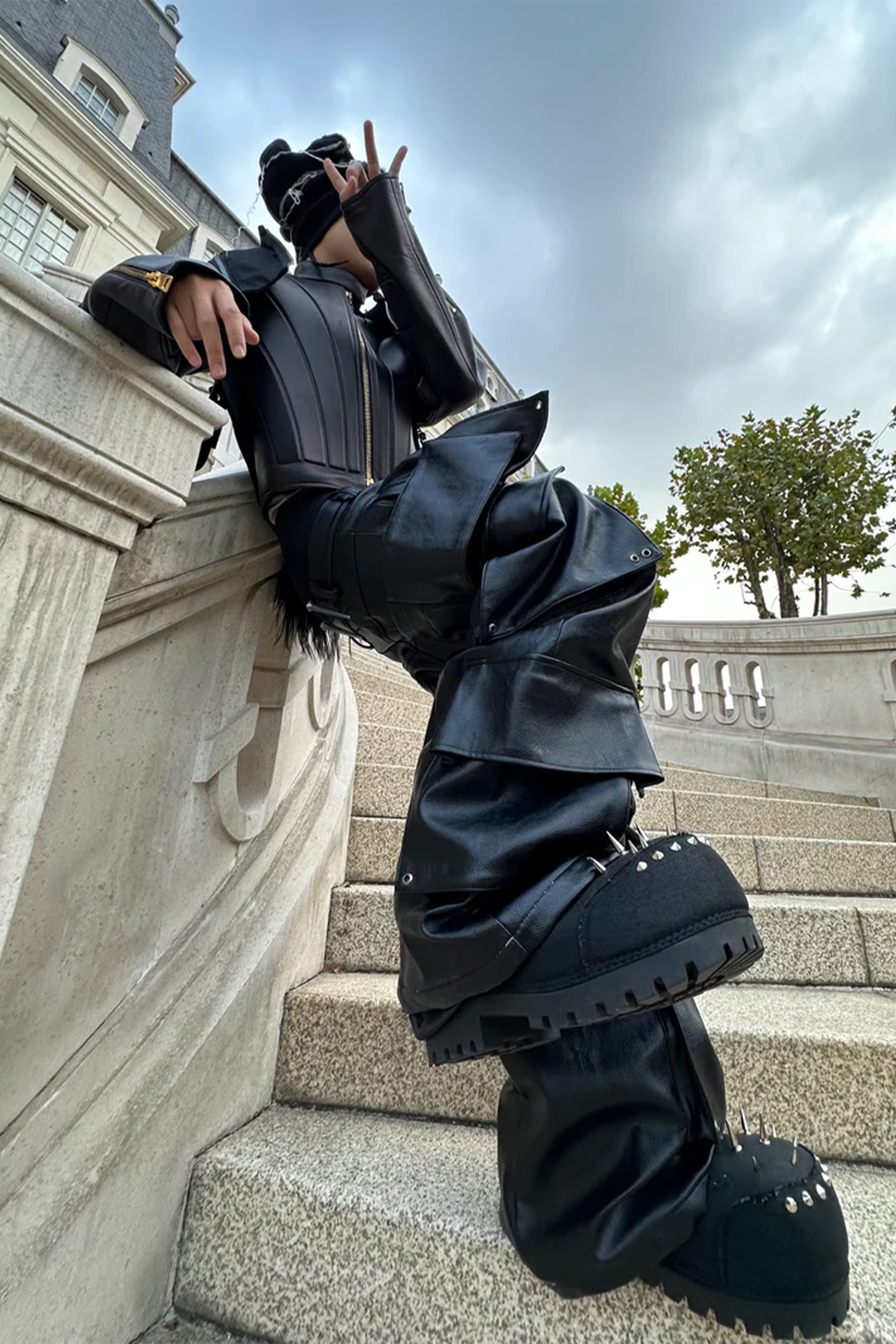 REBEL WAVE丨Structured Multi-Pocket Leather Cargos - PSYLOS 1, REBEL WAVE丨Structured Multi-Pocket Leather Cargos, Pants, REBEL WAVE•JAPAN, PSYLOS 1