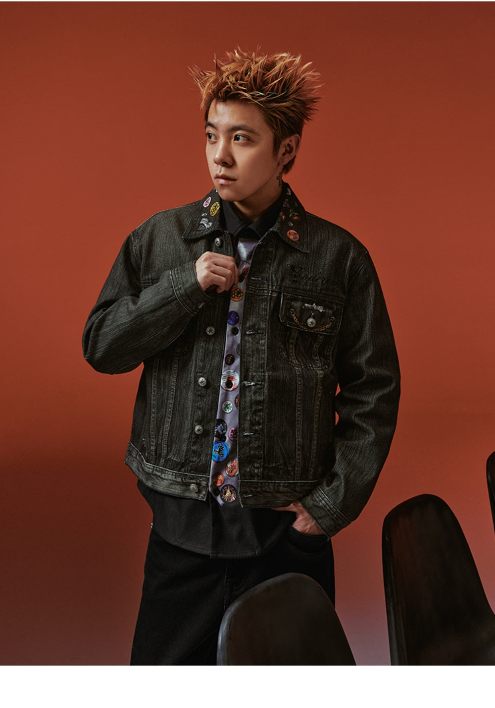 YADcrew丨YADcrew Badge-Print Denim Jacket - PSYLOS 1, YADcrew丨YADcrew Badge-Print Denim Jacket, Jacket, YADcrew, PSYLOS 1