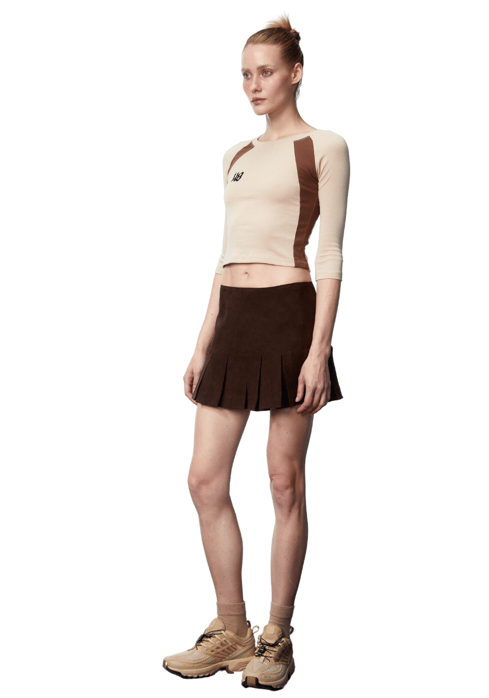 Asymmetric Zip Suede Pleated Skirt - PSYLOS 1, Asymmetric Zip Suede Pleated Skirt, Dress/Skirt, 40 CREW, PSYLOS 1