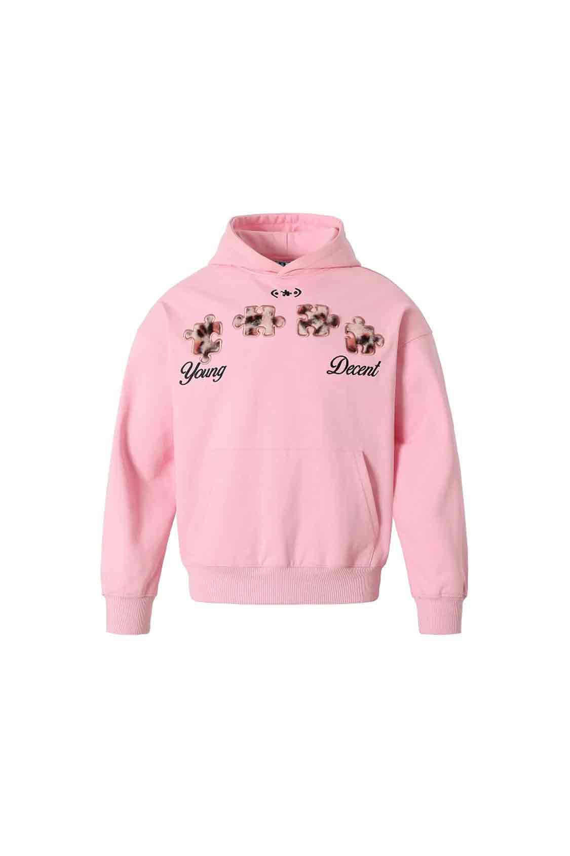 Plush Leopard Patch Embroidered Hoodie