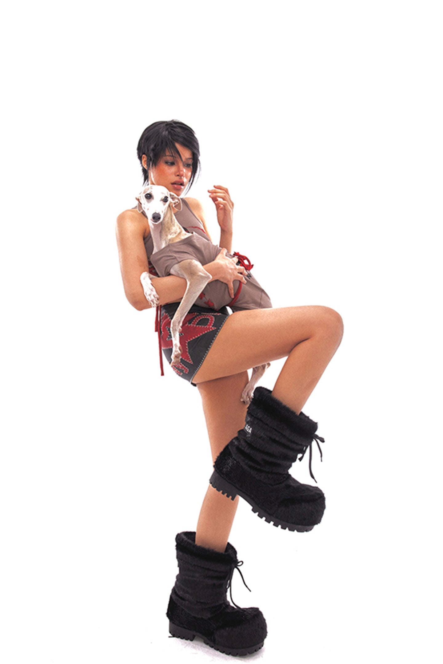 Star Logo Leather Contrast Skirt - PSYLOS 1, Star Logo Leather Contrast Skirt, Skirts, NyDkyel, PSYLOS 1