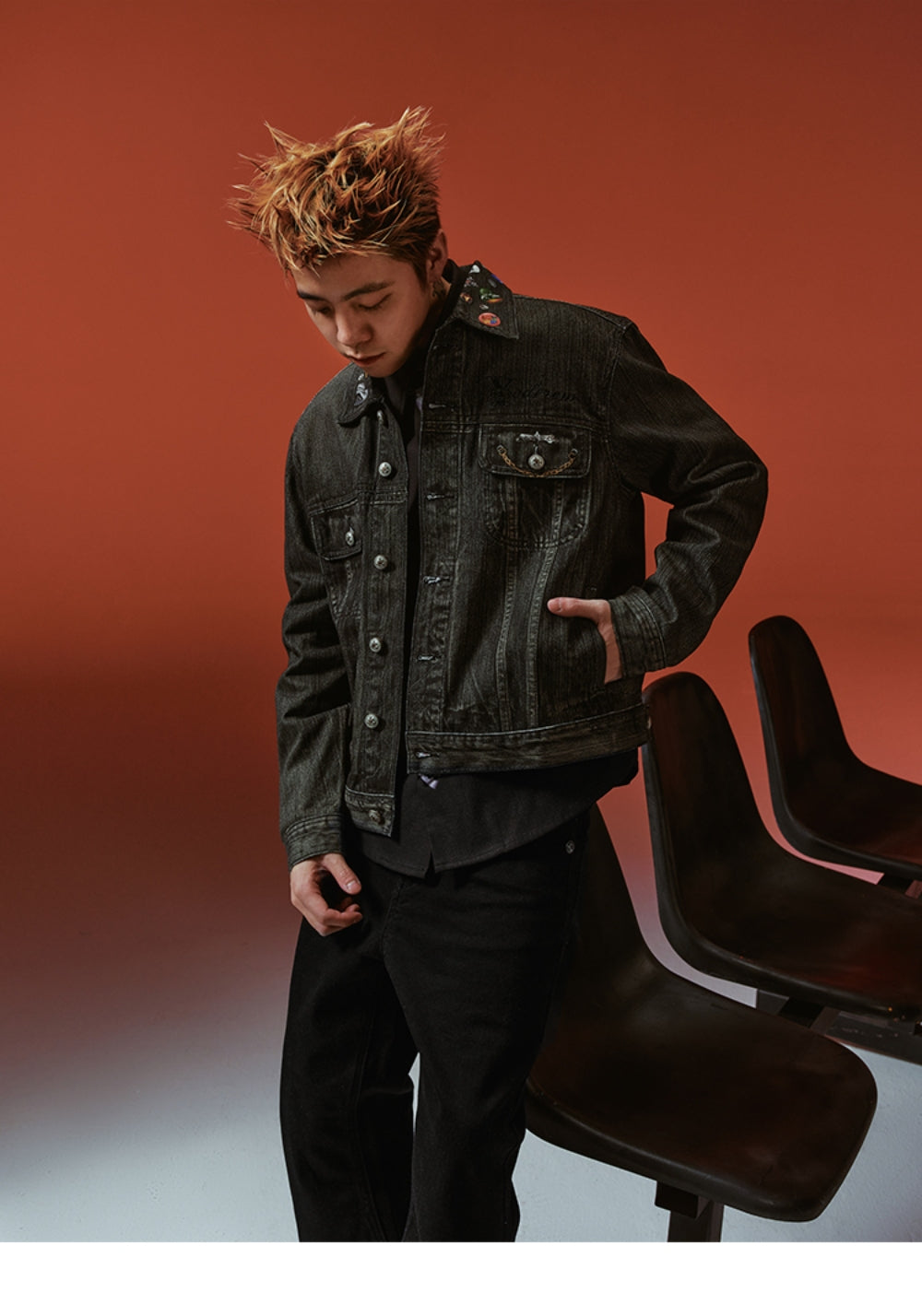 YADcrew丨YADcrew Badge-Print Denim Jacket - PSYLOS 1, YADcrew丨YADcrew Badge-Print Denim Jacket, Jacket, YADcrew, PSYLOS 1