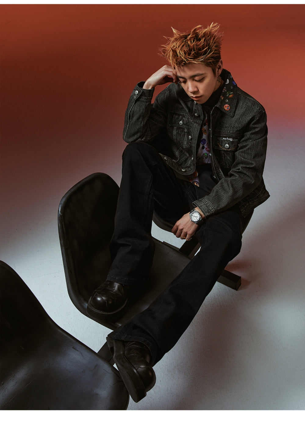 YADcrew丨YADcrew Badge-Print Denim Jacket - PSYLOS 1, YADcrew丨YADcrew Badge-Print Denim Jacket, Jacket, YADcrew, PSYLOS 1