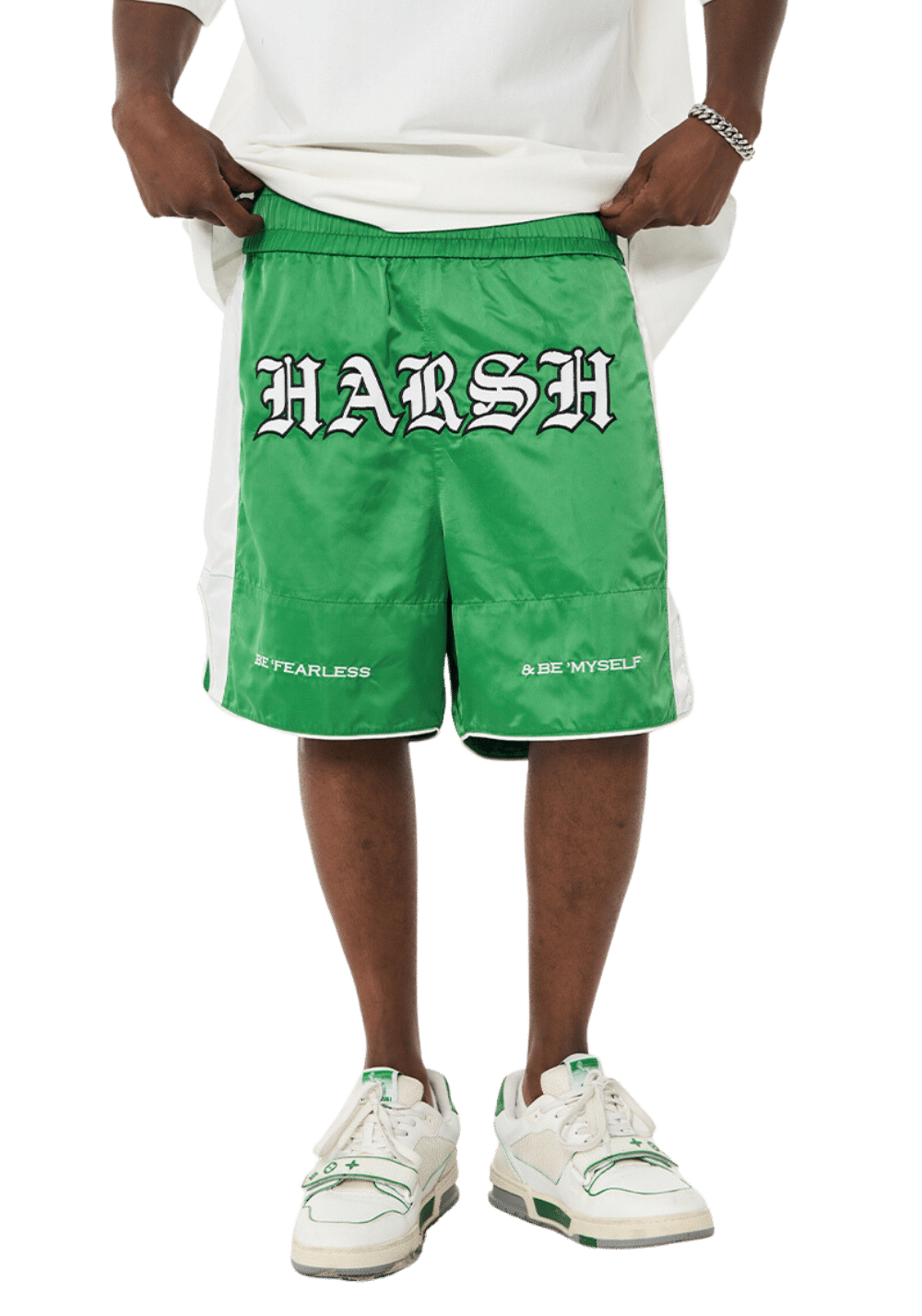 Embroidered Logo Slogan Shorts - PSYLOS 1, Embroidered Logo Slogan Shorts, Shorts, HARSH AND CRUEL, PSYLOS 1
