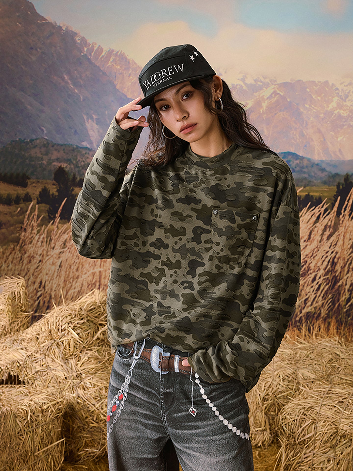 YADcrew | Wormhole Camouflage Pocket Long Sleeve - PSYLOS 1, YADcrew | Wormhole Camouflage Pocket Long Sleeve, Sweatshirt, YADcrew•JAPAN, PSYLOS 1