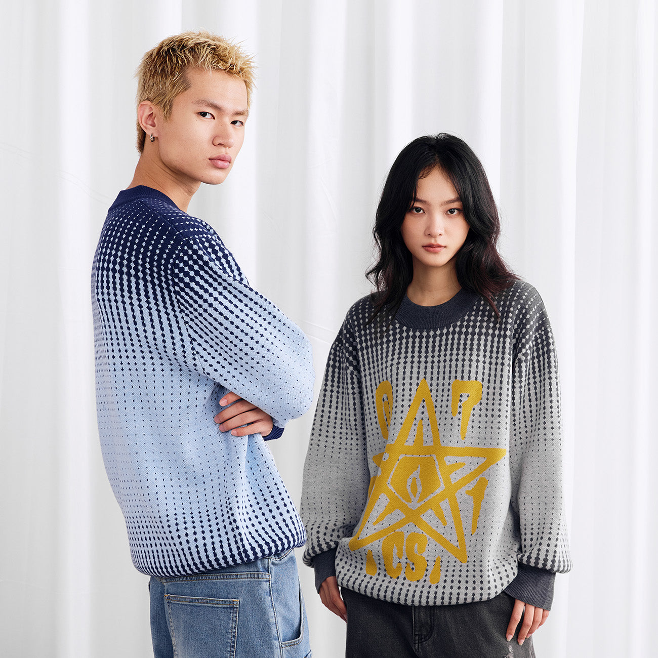 Jacquard Gradient Sweater - PSYLOS 1, Jacquard Gradient Sweater, Sweater, Burnin, PSYLOS 1