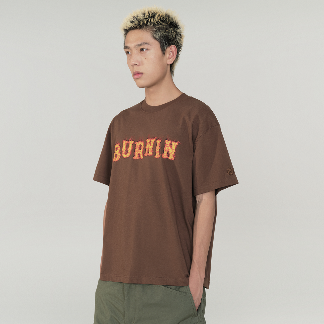 BURNIN*Spark Flame Lava Letter Print Short Sleeve T-shirt - PSYLOS 1, BURNIN*Spark Flame Lava Letter Print Short Sleeve T-shirt, T-Shirt, Burnin, PSYLOS 1