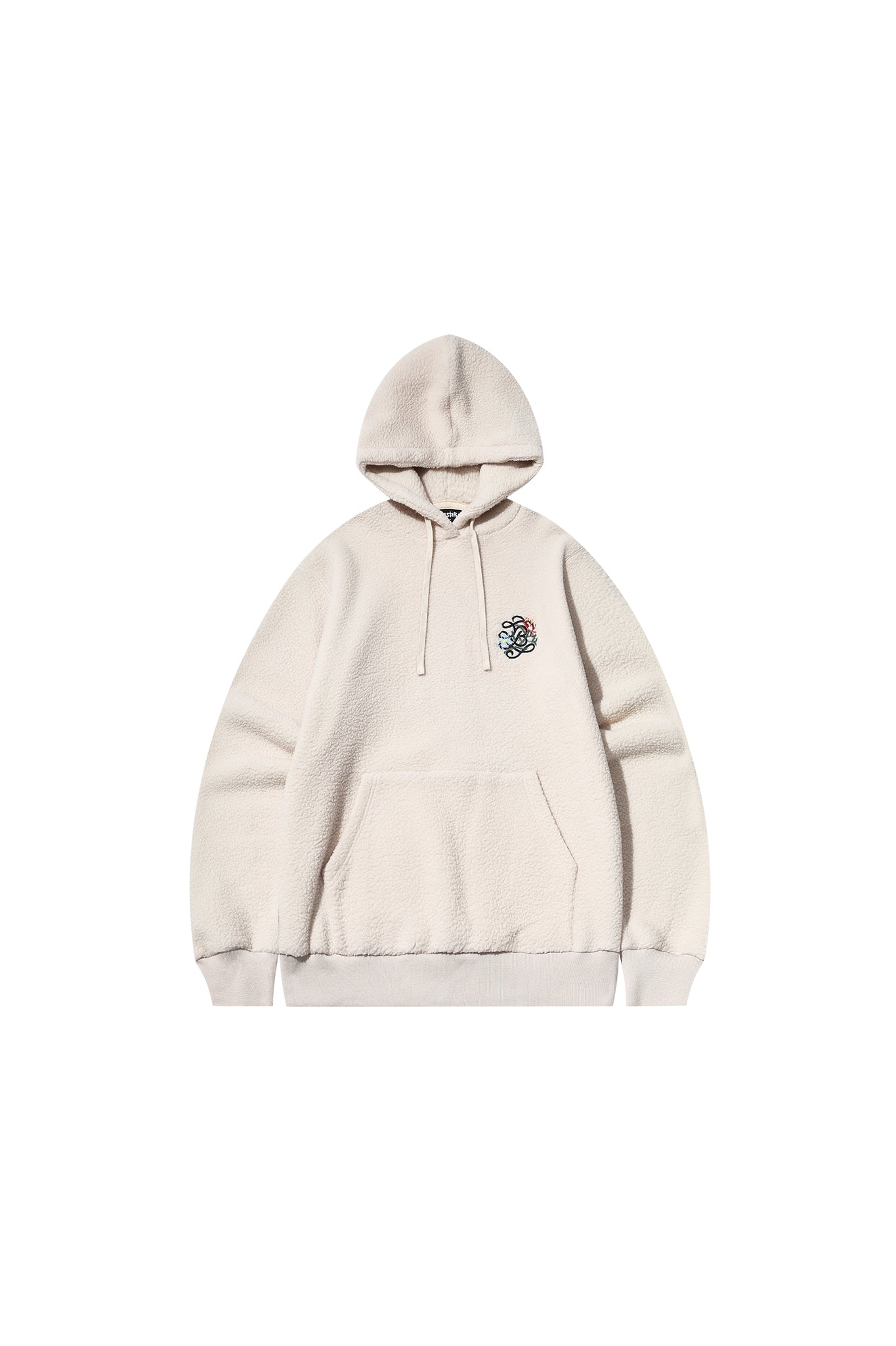 BEASTER Embroidered Faux Lambswool Hooded Sweatshirt