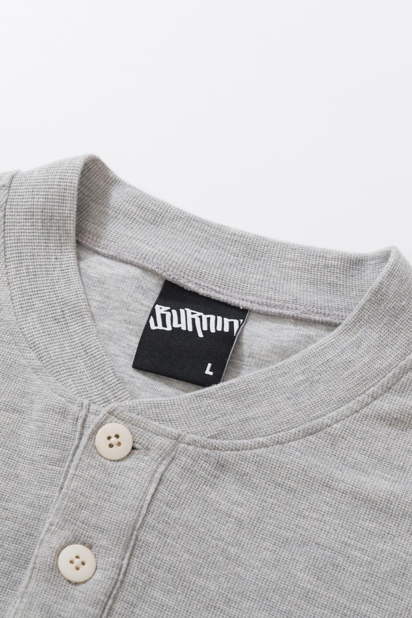 BURNIN*97'Series Worn Slogan Waffle Henley Collar Long Sleeve T-shirt - PSYLOS 1, BURNIN*97'Series Worn Slogan Waffle Henley Collar Long Sleeve T-shirt, T-shirt, Burnin, PSYLOS 1