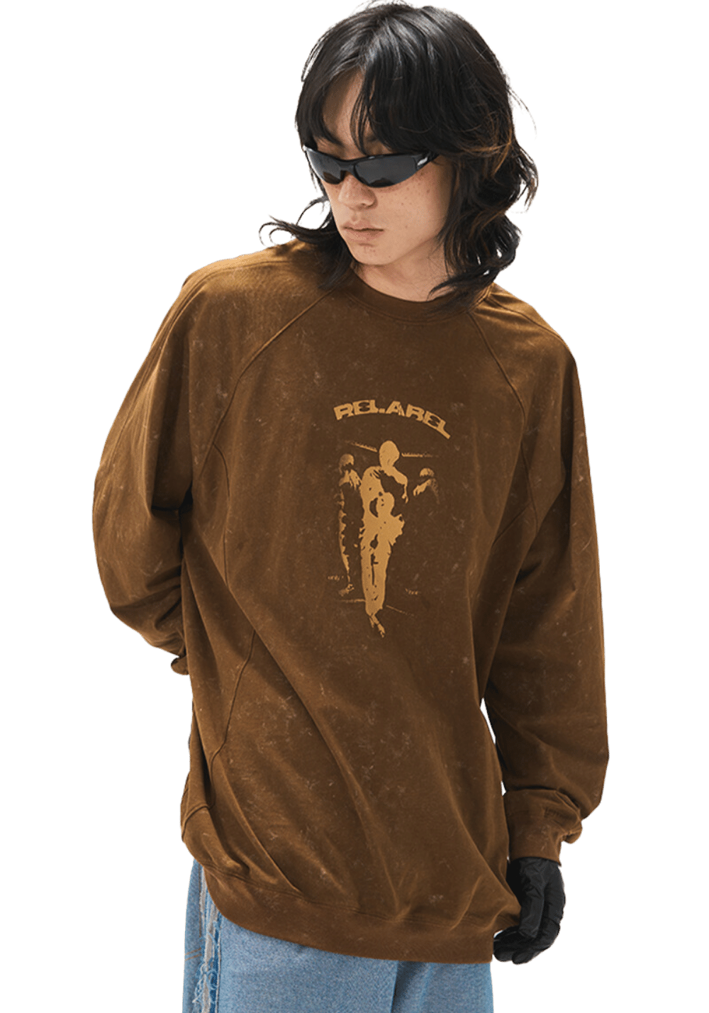 Deconstructed Washed Print Sweatshirt - PSYLOS 1, Deconstructed Washed Print Sweatshirt, Sweatshirts, RELABEL, PSYLOS 1