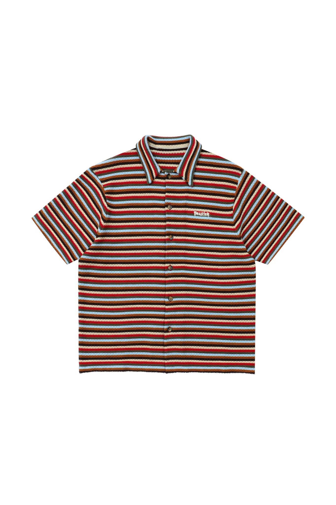 BEASTER Striped Button Knitted Retro Lazy Polo Shirt