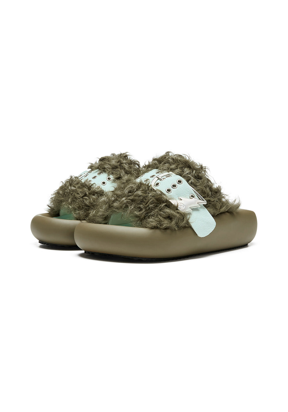 XMZY | Wool Blend Fashion Slides-Green - PSYLOS 1, XMZY | Wool Blend Fashion Slides-Green, Slippers, XMZY•JAPAN, PSYLOS 1